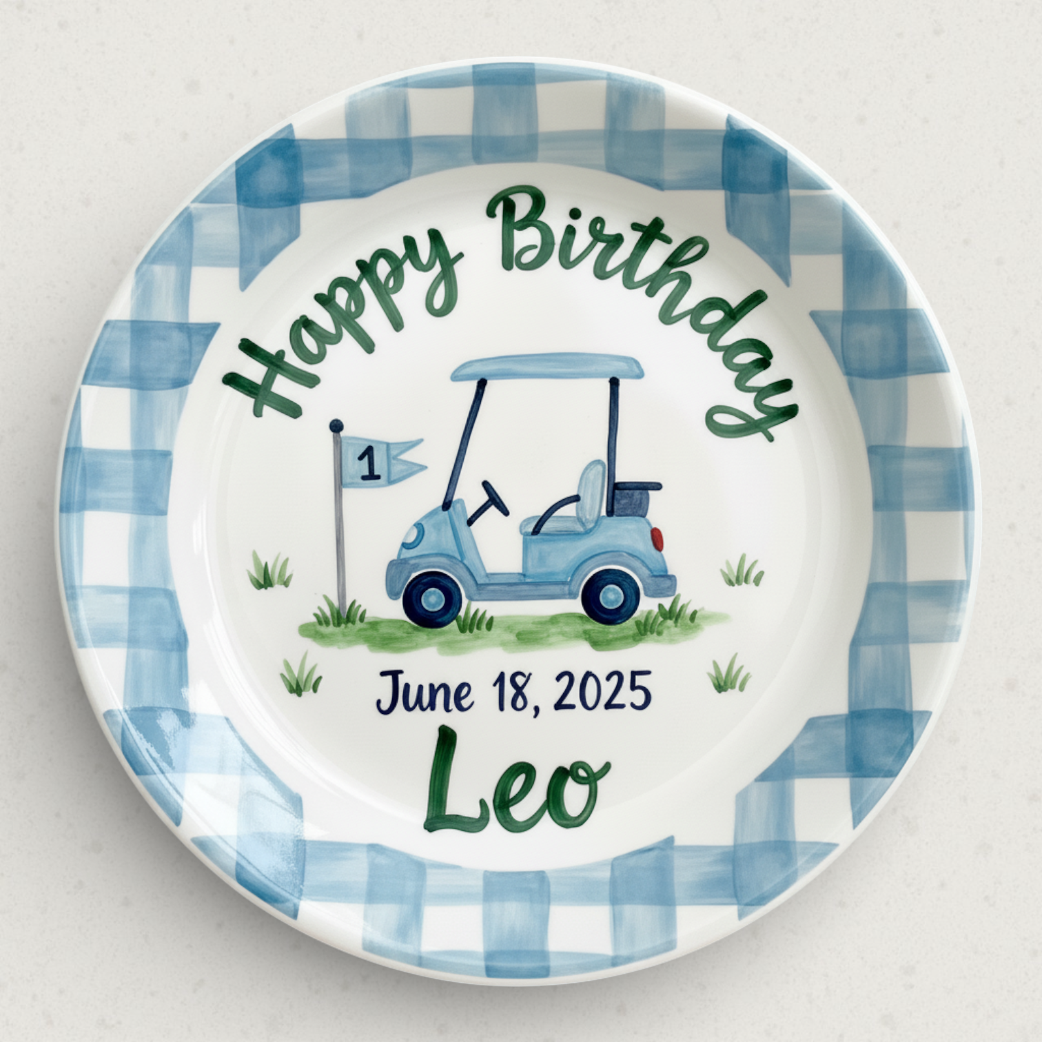Personalized Boy's Ceramic Birthday Plate - Custom Name & Hand-Painted Keepsake - BCP99