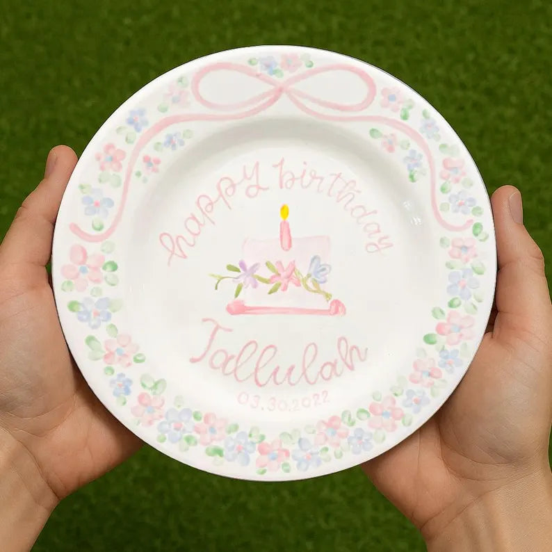 Personalized Birthday Plate for Girls - Hand-Painted Ceramic Dish - BCP23