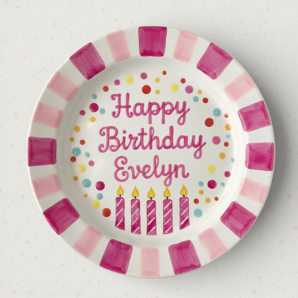 Personalized Girl Birthday Plate – Custom Hand-Painted Ceramic Gift - BCP64G