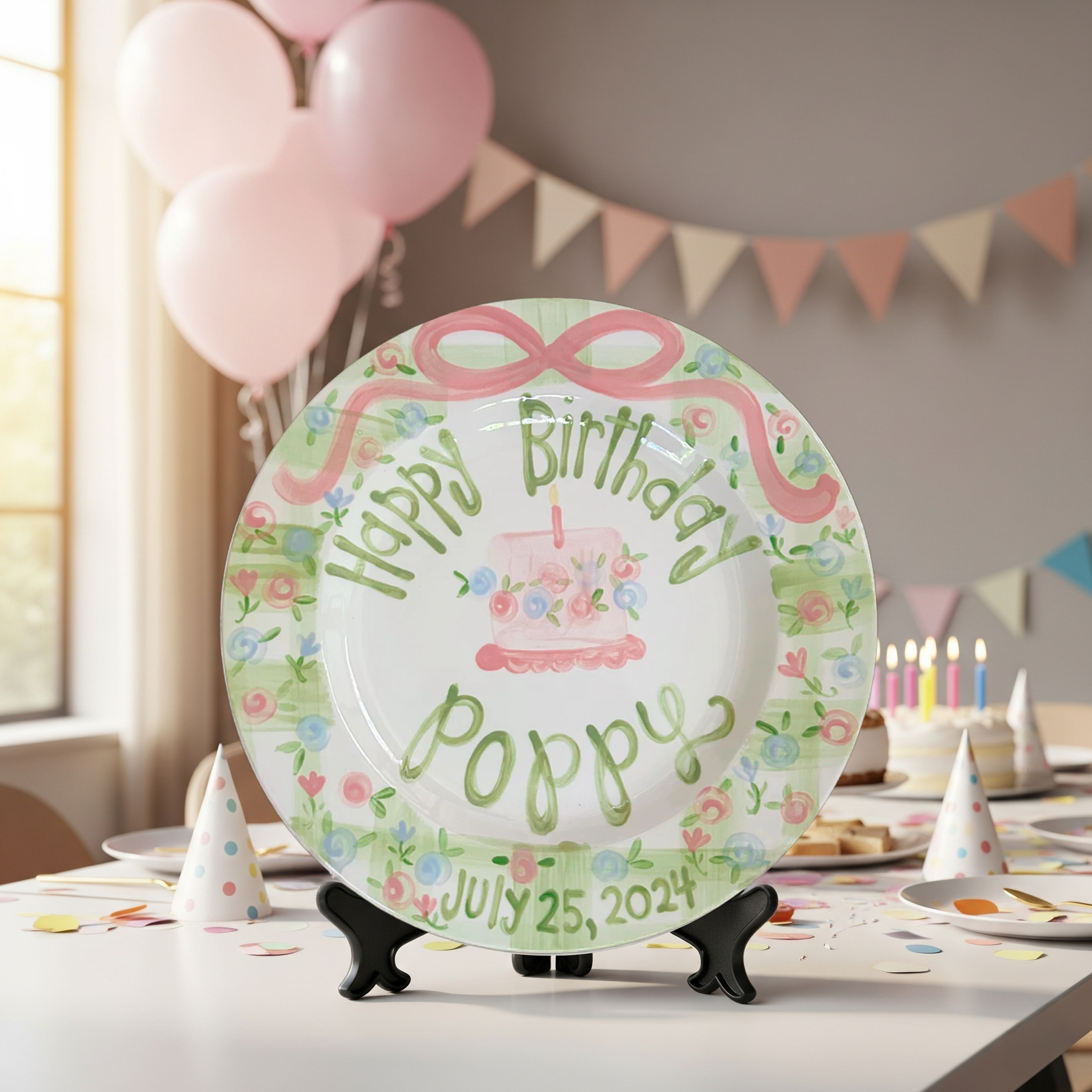 Personalized Birthday Plate with Name & Date – Handmade Ceramic - BCP40